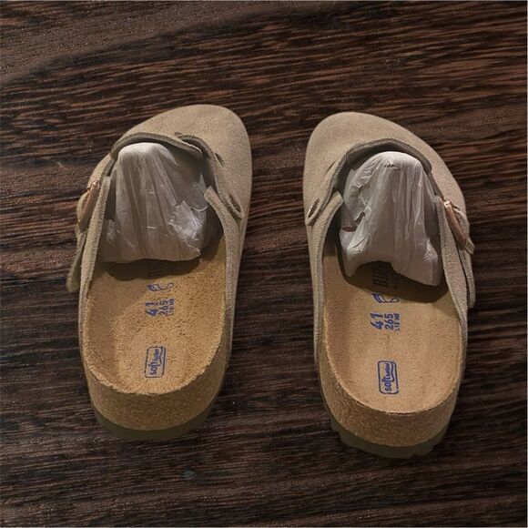 Birkenstocks Suede Slip-On Clogs with Buckle - Picture 7 of 8